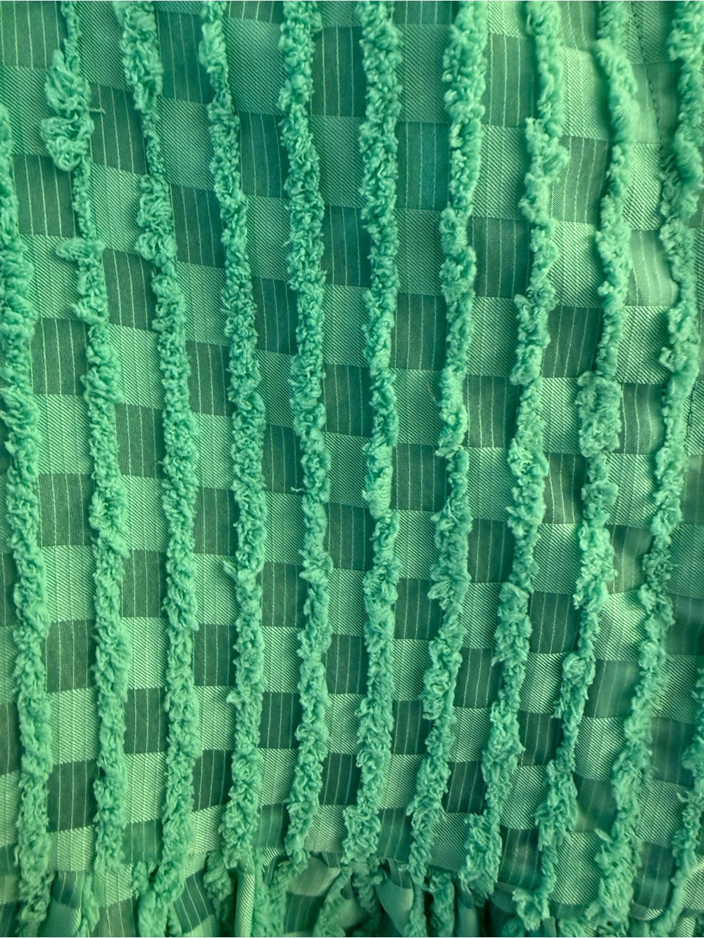 Green Textured V-Neck Tiered Dress - Picture 2 of 4